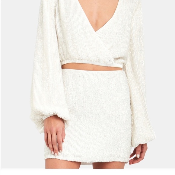 NWT Retrofete White Sequins Set, Top and Skirt! - Picture 4 of 7
